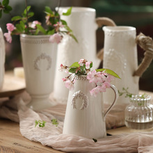 美式斯洛特白色陶瓷花瓶家居饰品摆件水培真花餐桌跨境花瓶批发