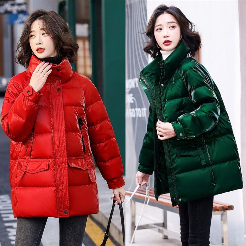 洋气小个子轻薄羽绒棉服2022新款冬季时尚保暖红绿色亮丽棉衣外套