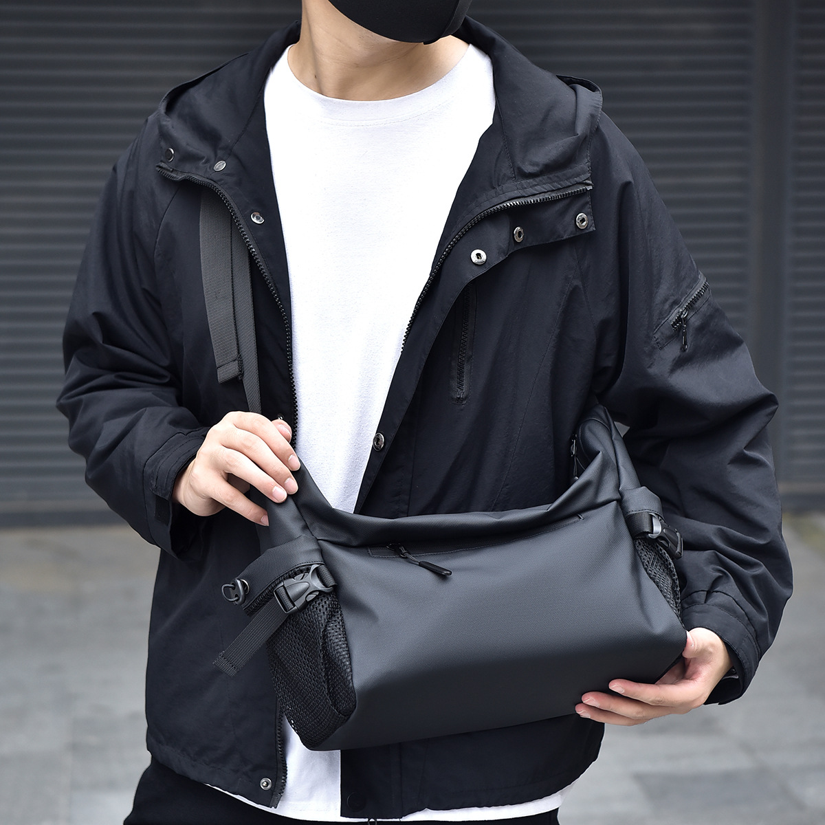 Men's Shoulder Bag Derm Waterproof Trendy Cool Casual All-Match Multifunctional Large-Capacity Crossbody Bag Dumpling Bag