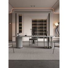 轻奢岩板茶台桌椅组合现代简约设计客厅家用办公室一体意式泡茶桌