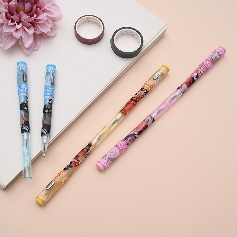 带光笔发光转转笔双头磁性炫彩亮灯卡通动漫中性笔水笔仿针型笔芯