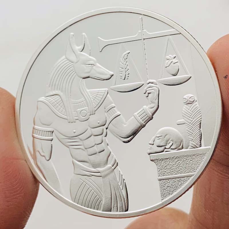 代发 古埃神阿努比斯天秤公平镀青古铜纪念章 收藏把玩硬币纪念币