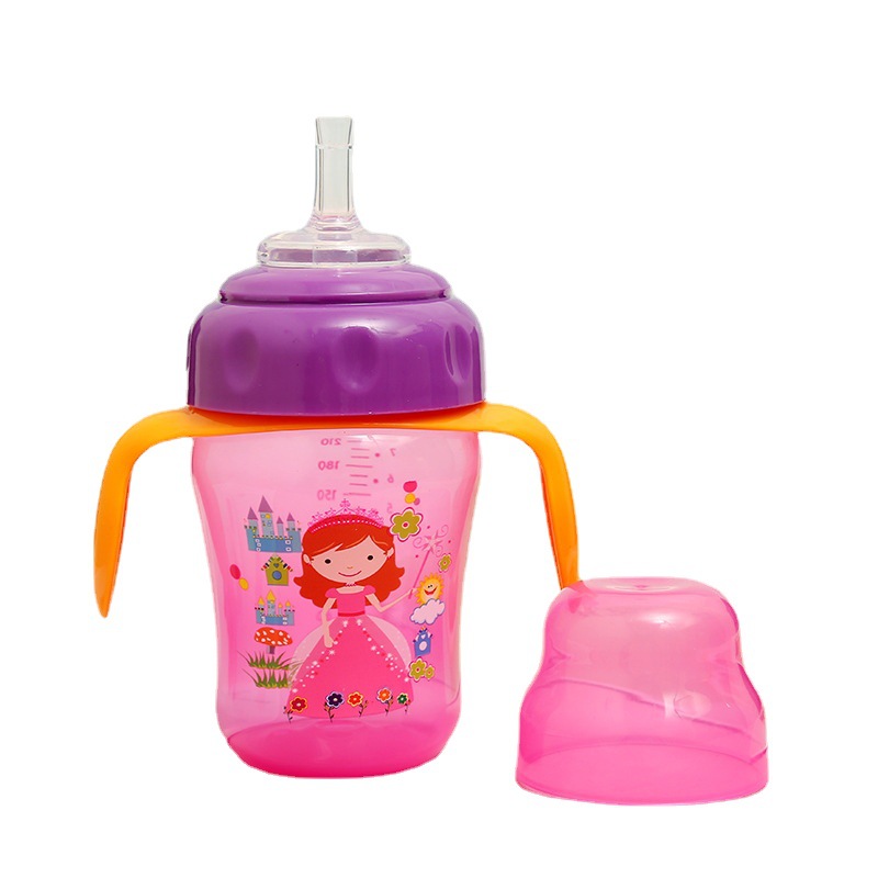 Baby Bottle with Handle Drop-Resistant Pp Material Wide Caliber Cartoon Infant Anti-Flatulence Choke Proof Drinking Cup