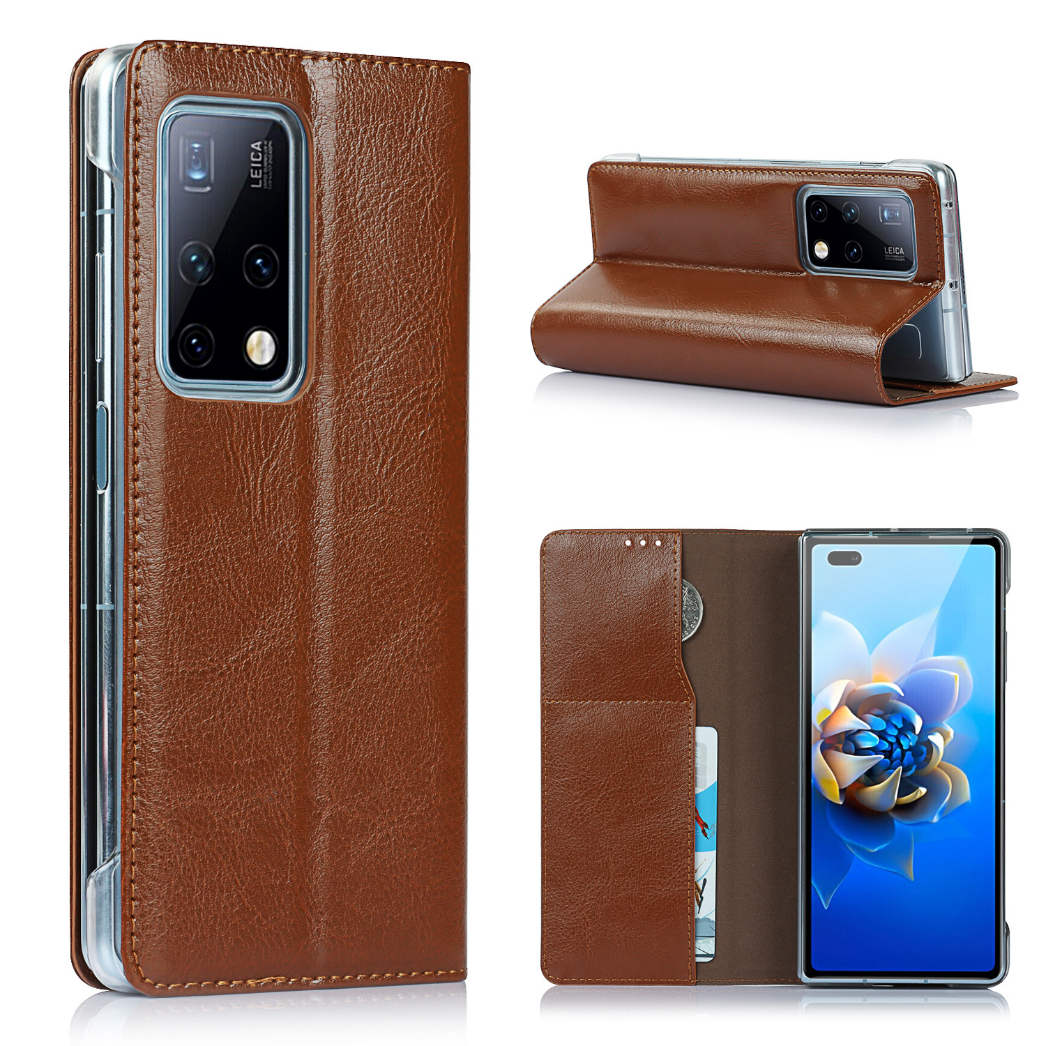 适用华为matex2手机壳matex2折叠屏保护套疯马纹真皮翻盖防摔皮套