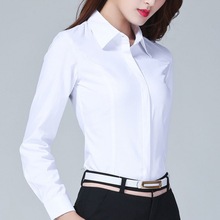 白色衬衫女长袖职业装寸衫棉秋季工作服气质通勤OL纯色女士白衬衣