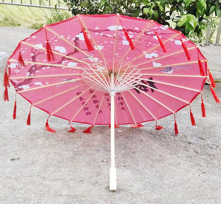 古风流苏绸布伞防雨古代汉服舞蹈伞装饰道具走秀演出跳舞油纸伞