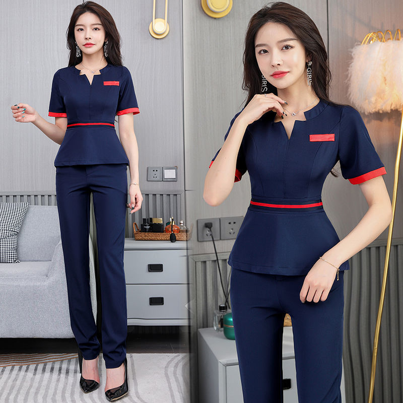 新款美容师足浴技师服足疗按摩长裤套装洗脚店按摩制服桑拿工装女