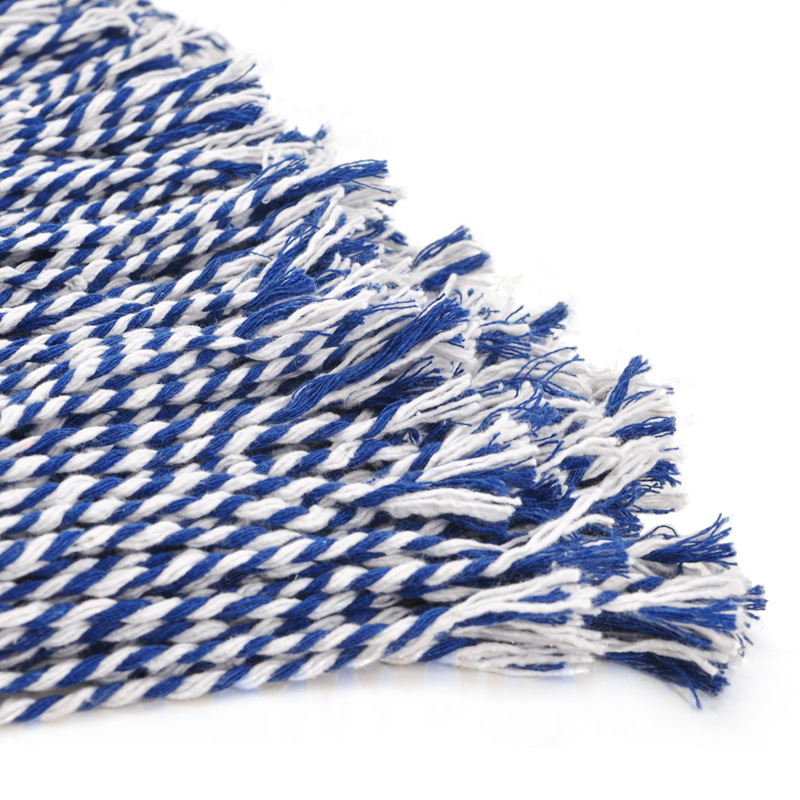 Blue and White Thread Wide Mop Large Cotton Thread Flat Mop Wooden Pole Old-Fashioned Home Factory Cotton Yarn Pu