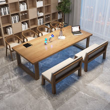 北欧全实木莫比恩大书桌家用长条会客桌办公桌会议桌大板桌工作台