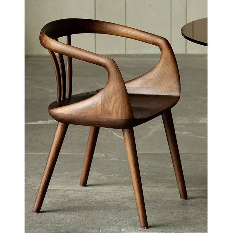 家用椅子靠背扶手设计师创意现代简约北欧ins餐椅餐厅中式白蜡木