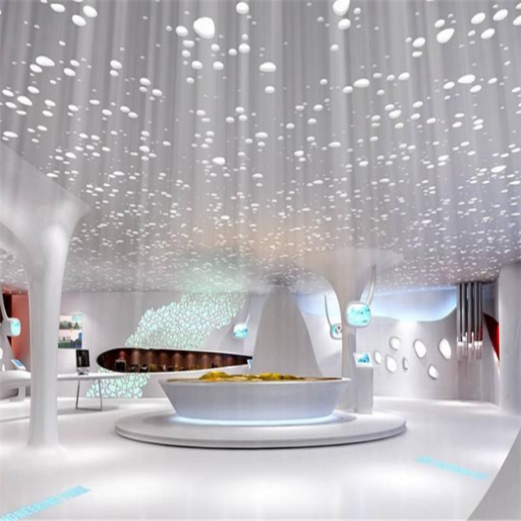 厂家供应grg吊顶造型穿孔天花灯槽石膏板grg异形声学板商场电影院