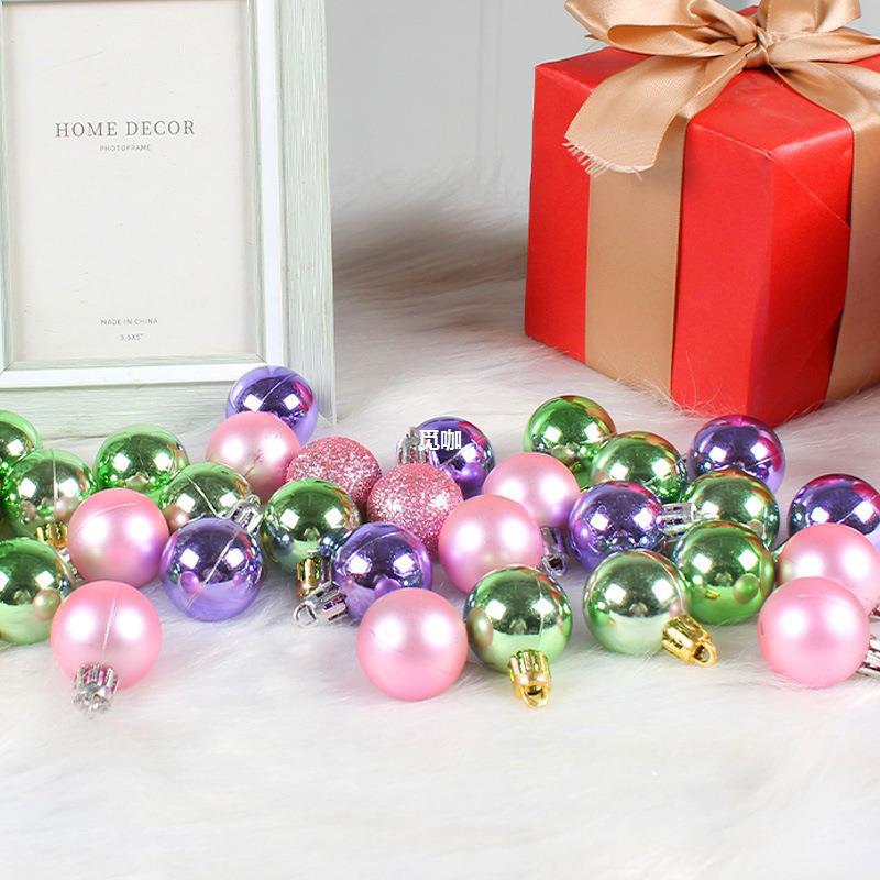 创意圣诞装饰品圣诞树吊球盒装3cm圣诞球亮光彩球节日布置用品