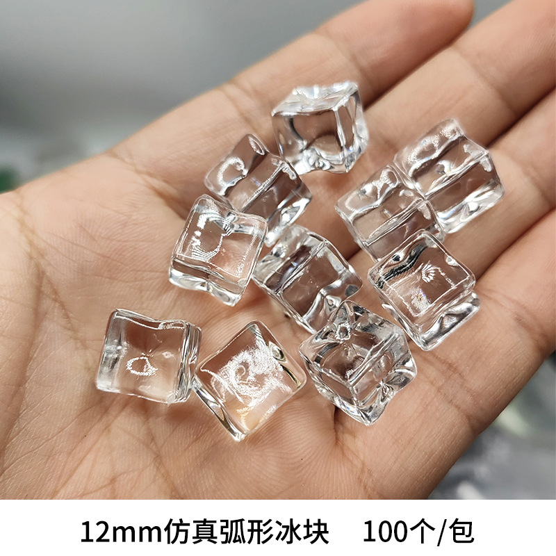 New 12mm Simulation Ice Cube High Transparent Square Bar Decoration Photography Props Window Fish Tank Ice Cube Crystal Stone