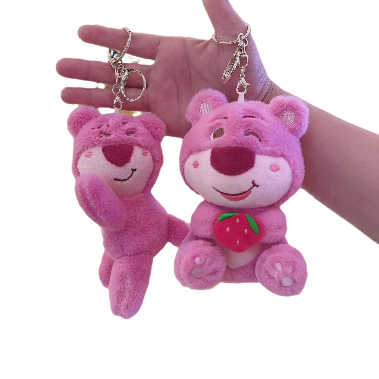 Tiktok Lying Posture Little Bear Doll Pendant Sleeping Posture Little Bear Plush Toys Strawberry Bear Keychain Doll Wholesale