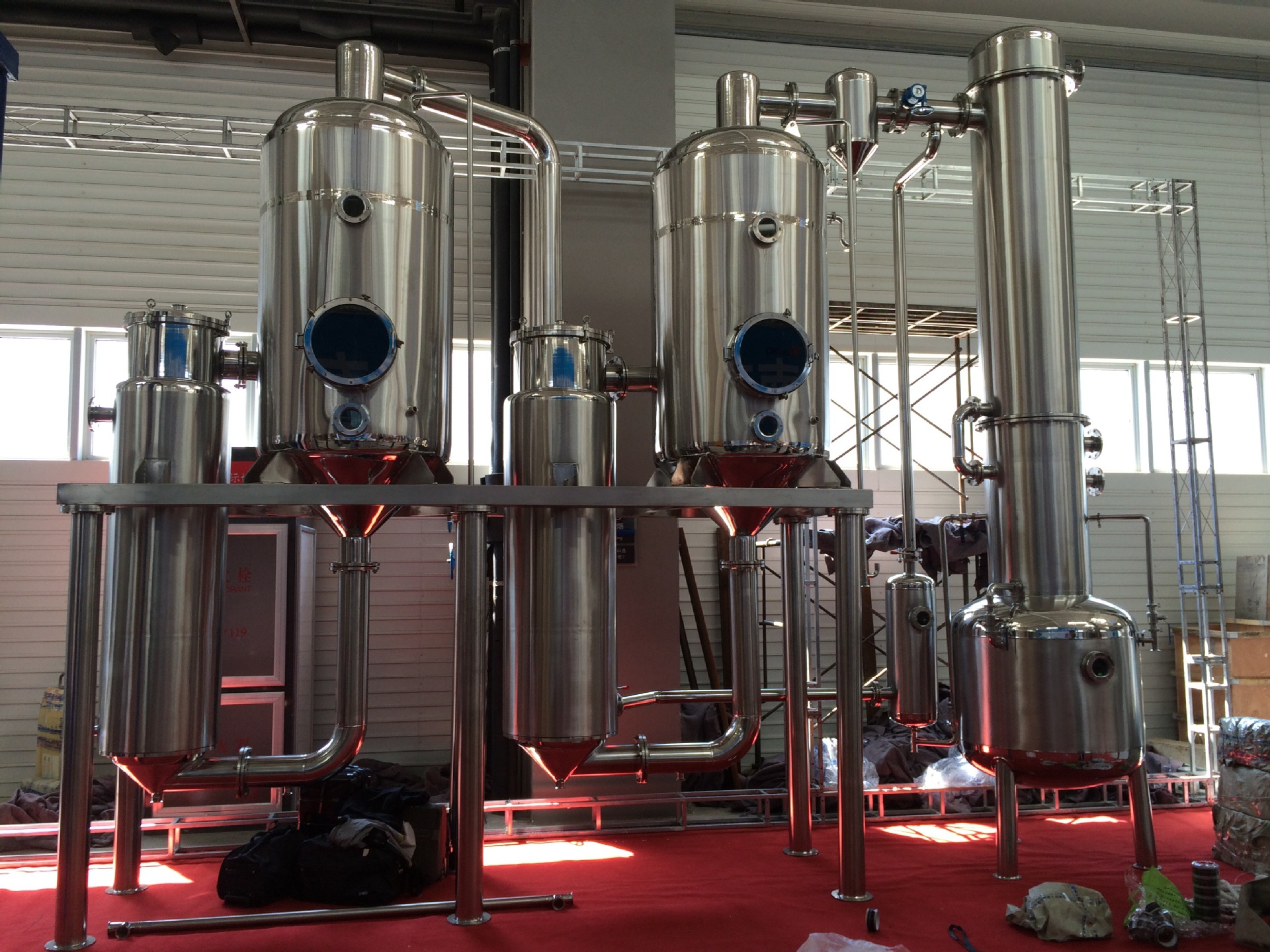 外循环双效浓缩蒸发器降膜蒸发器双效强制循环蒸发器真空减压低温