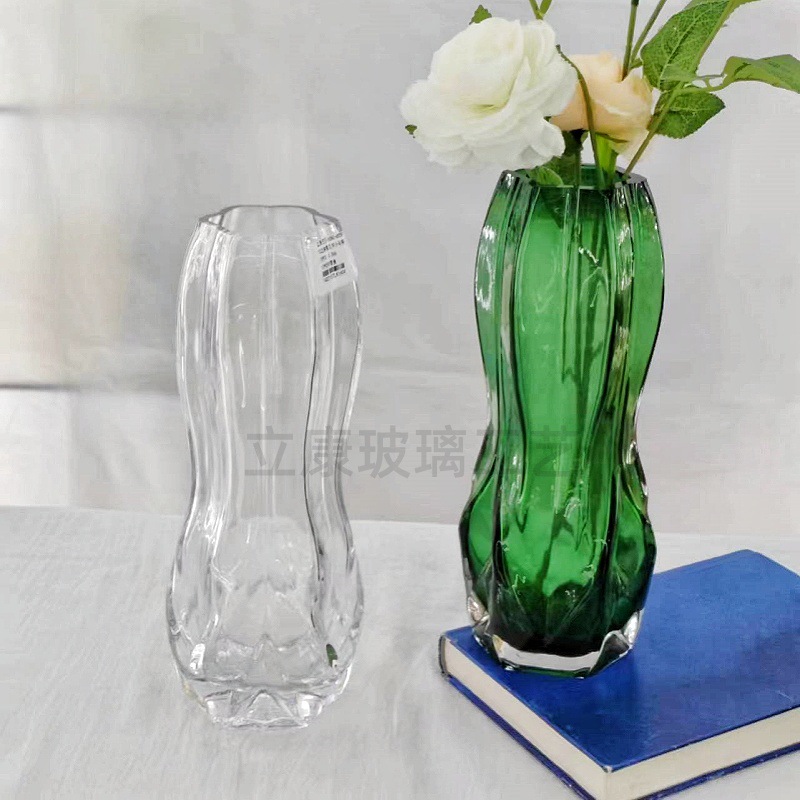 Factory Direct Sales Light Luxury and Simplicity Girdle Geometric Glass Vase Flower Arrangement Dining-Table Decoration Home Decoration Ornaments