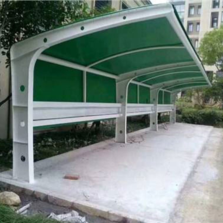 不锈钢自行车停放雨棚新型设计遮阳停车棚耐力板防晒车棚厂家