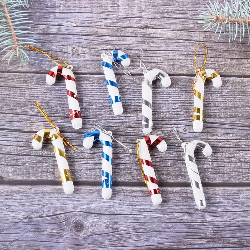 in Stock Wholesale Christmas Gift Christmas Tree Package Accessories 7cm Plastic Small Crutch Decorative Pendant in Stock Wholesale