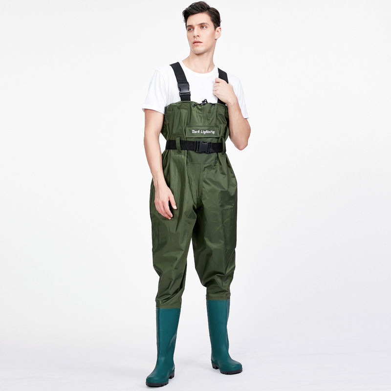 Wader with Rain Shoes Rain Pants Full Body Water Clothes Waders Wear-Resistant Half-Body One-Piece Men's Reservoir Fork Fishing Pants