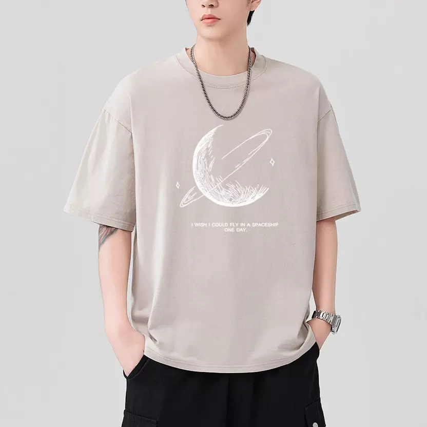 尚谷男装 重磅2026夏季新款洗水炒雪花宽松T恤短袖高级感潮流上衣