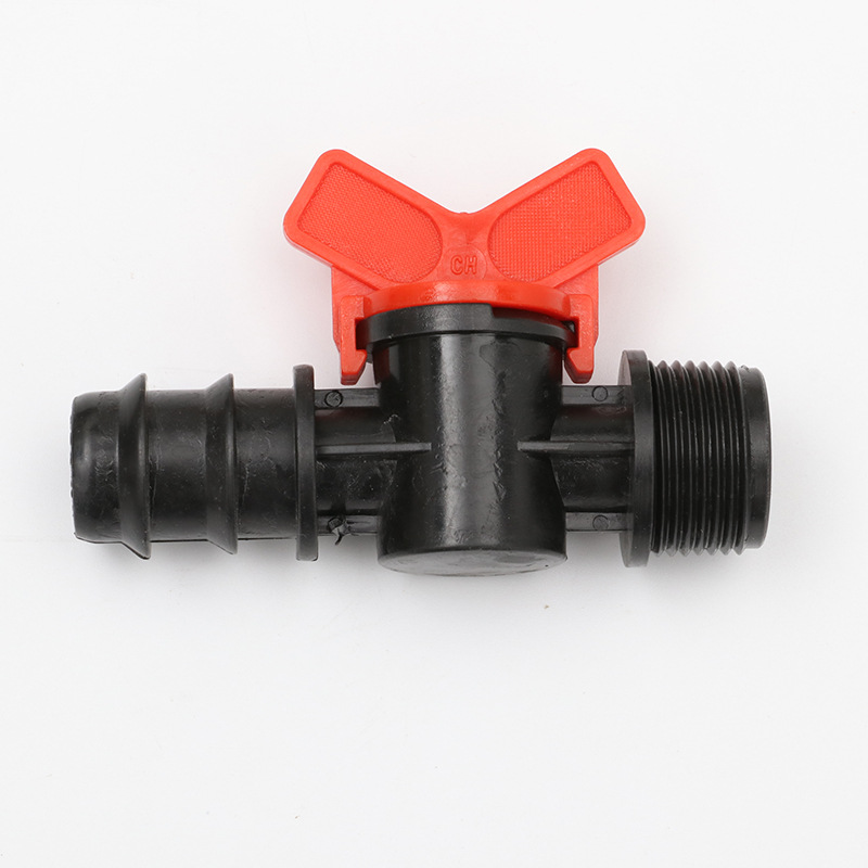 现货直供农业灌溉开关 pe软带旁通阀 16滴灌带直通塑料旁通阀