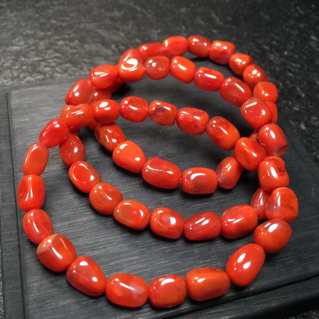 棕淇珠宝 天然川料南红玛瑙随形手链 色泽红润随型女款小手链手串
