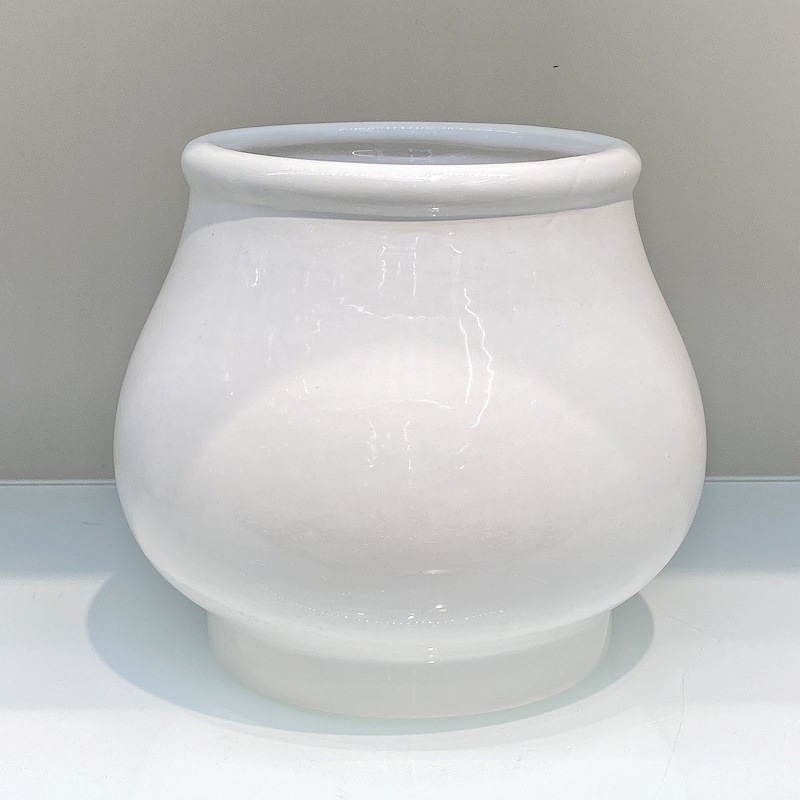 Simple Cream Color Pure White Art Vase round Green Plant Pot Vase Office Flower Arrangement Decorative Bottle Flower Pot
