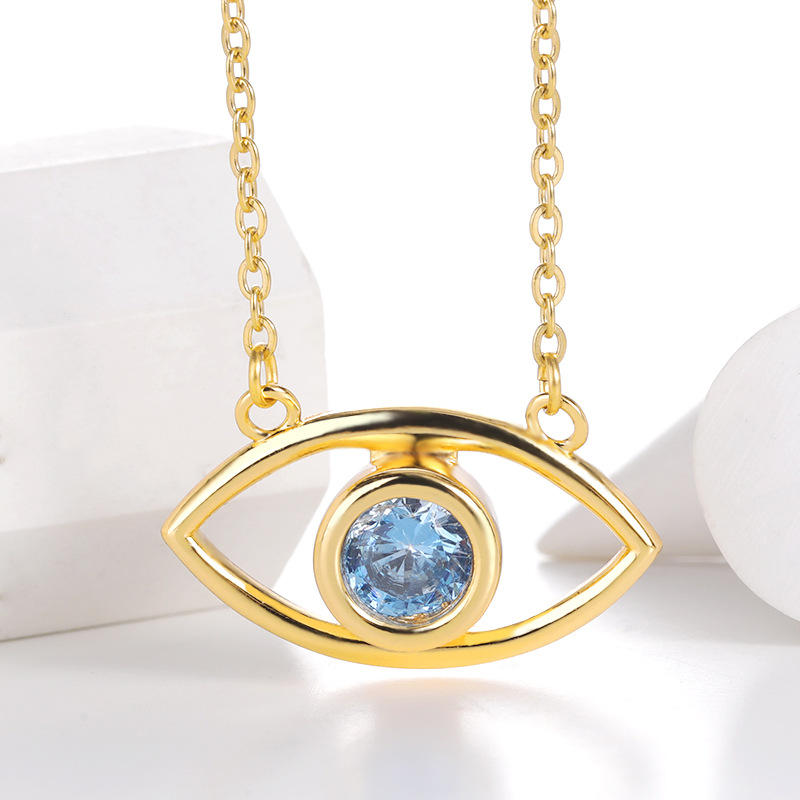 亚马逊新款恶魔之眼项链女士网红设计感锆石吊坠锁骨链时尚饰品