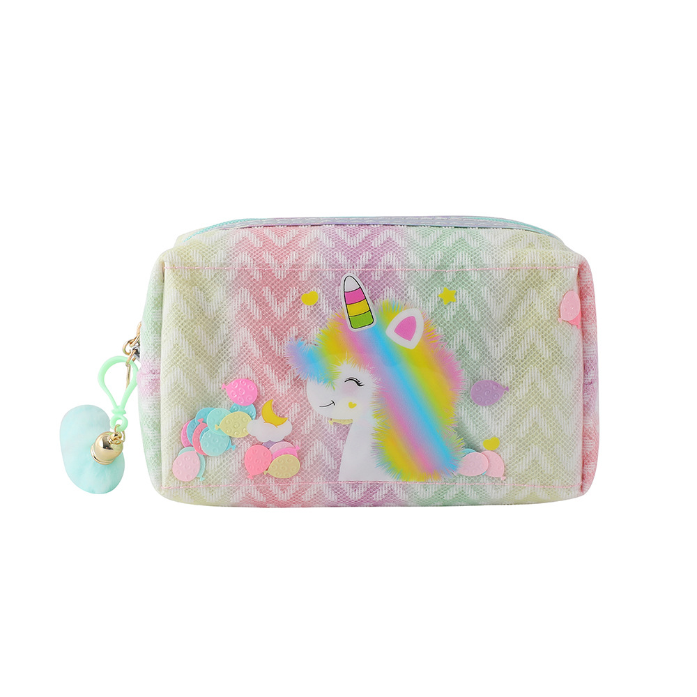 2024 New Unicorn Cartoon Sequins Pencil Case Student Hand Carrying Cosmetic Bag Children Large Capacity Stationery Buggy Bag