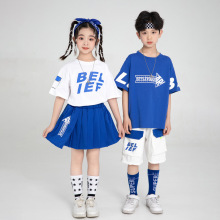 夏季儿童啦啦队演出服班服幼儿园演出服街舞潮服小学生运动会套装