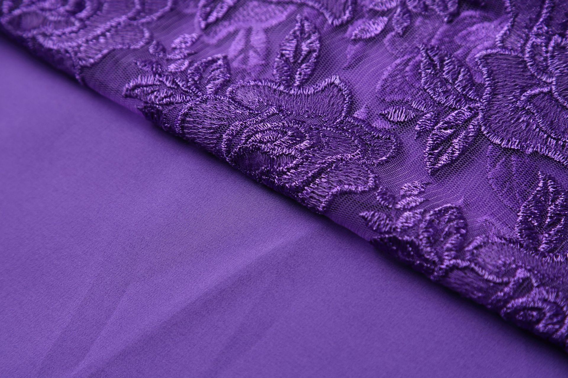 anr2021春夏季新款女装 时尚贵族紫网纱刺绣修身显瘦妈妈装连衣裙