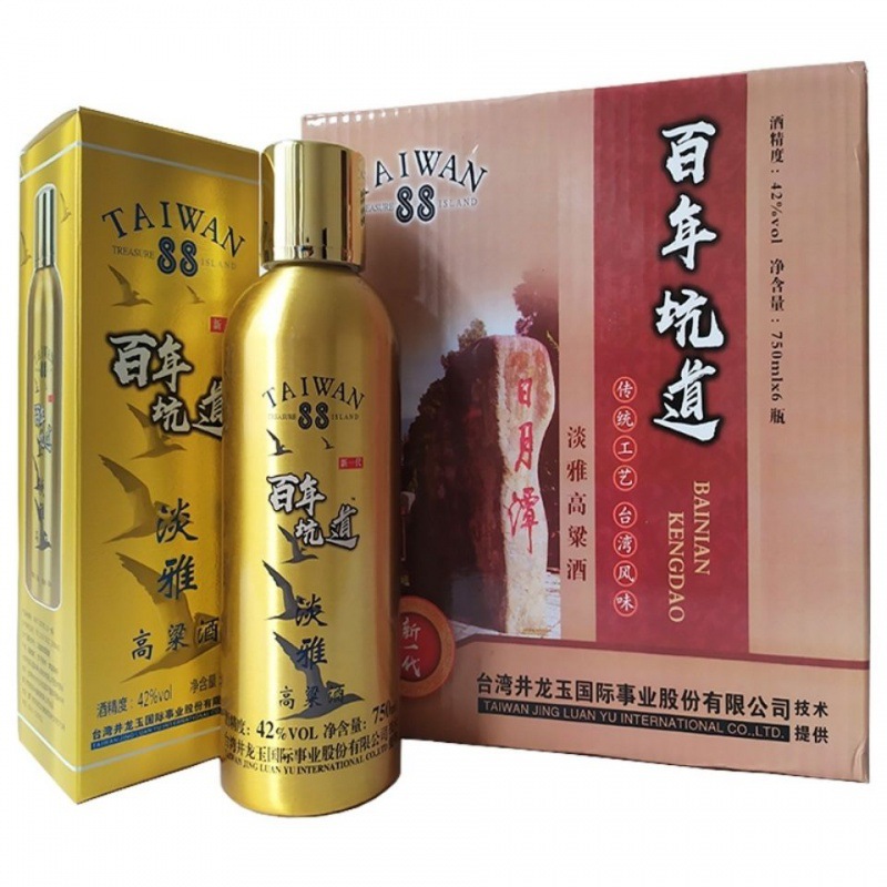 台湾高粱酒42度百年坑道粮食白酒750ml*6瓶88坑道土豪金礼盒送礼