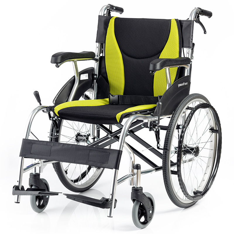 鱼跃轮椅铝合金折背便携h061c免充气老年残疾人代步车手动轮椅车