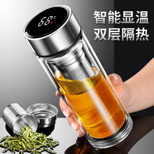 X6RO双层大容量玻璃杯隔热水杯茶杯车载便携茶水分离杯子家用