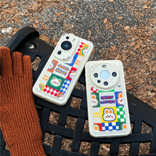 棋盘菱格小熊适用于华为Mate30Pro手机壳P30小众P40硅胶保护套女