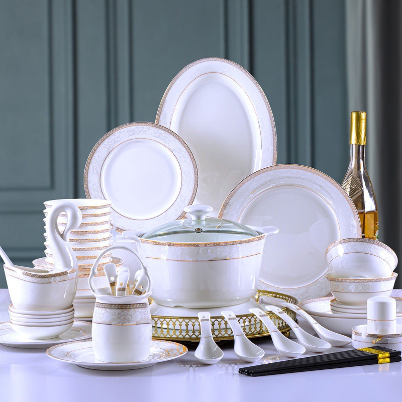 碗碟套装家用景德镇骨瓷餐具套装盘子陶瓷碗碗筷乔迁碗具新款