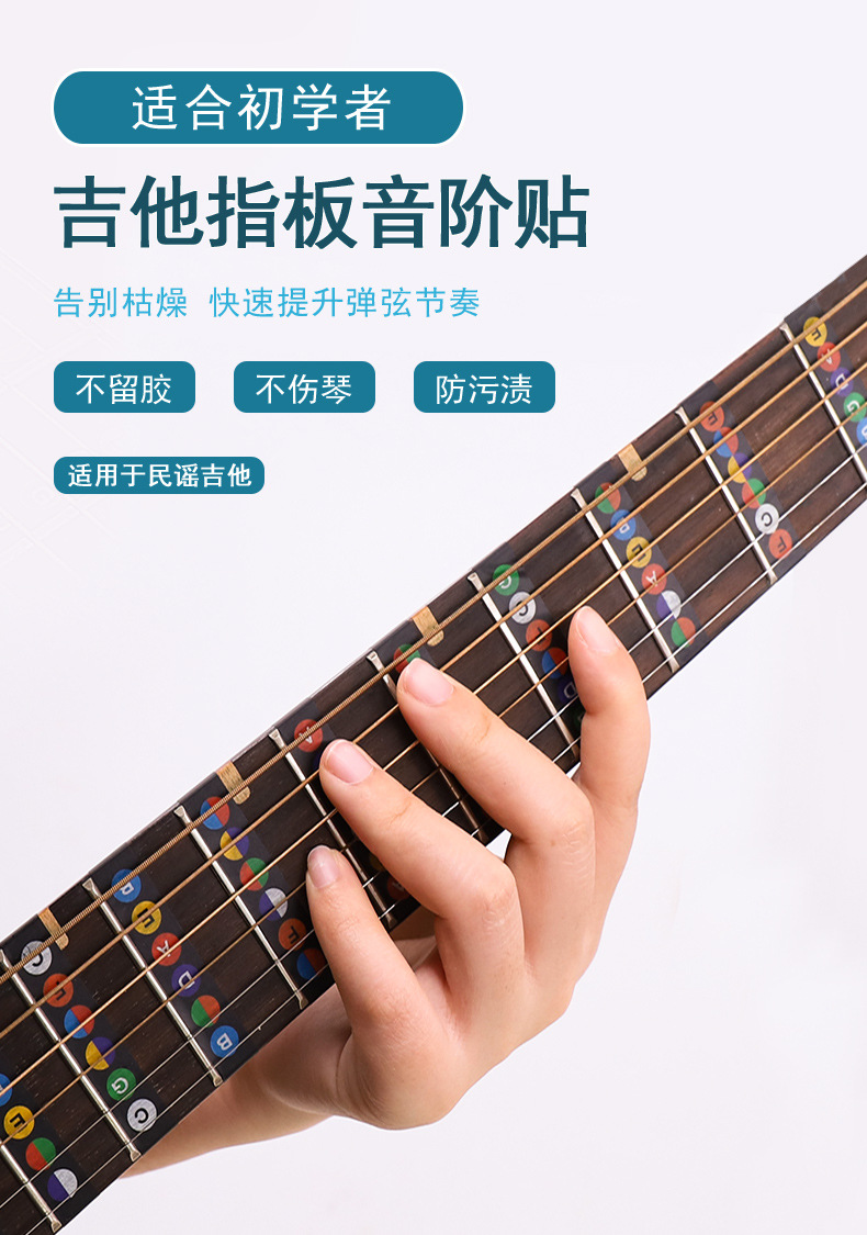 pg-01吉他指板音阶贴纸 民谣古典电吉他入门自学初学指法品位贴