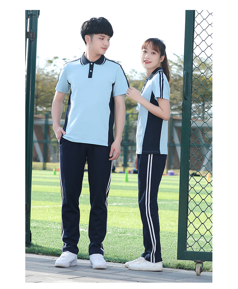 夏季短袖初中生校服英伦风polo衫高中学生班服运动套装运动会出场