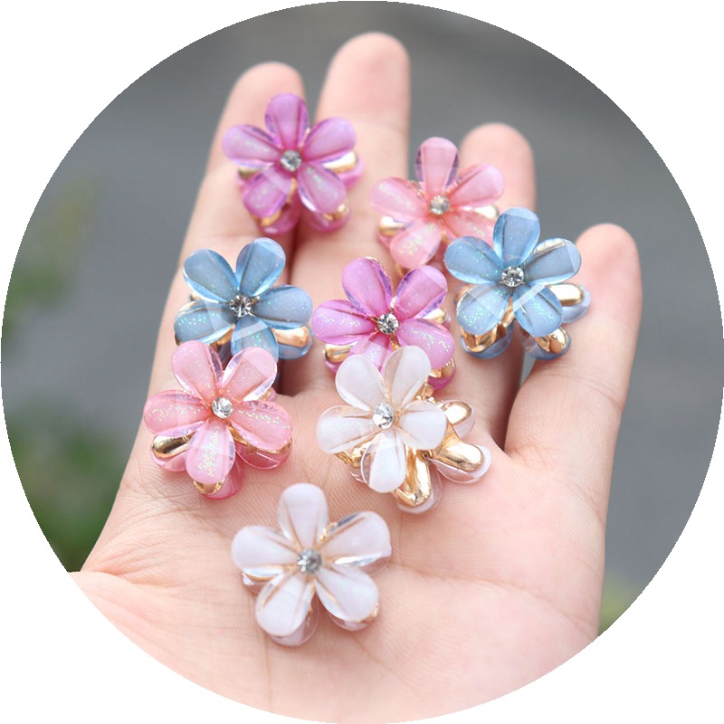 Mini Crystal Flowers Grip Sweet Headwear Side Clip Bangs Cropped Hair Clip Little Girl Hair Accessories Hair Clip Jaw Clip Grip Wholesale