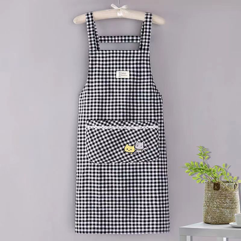 Simple Apron Female Household Kitchen Oil-Proof Cooking Baking Fashion Apron Adult Work Clothes
