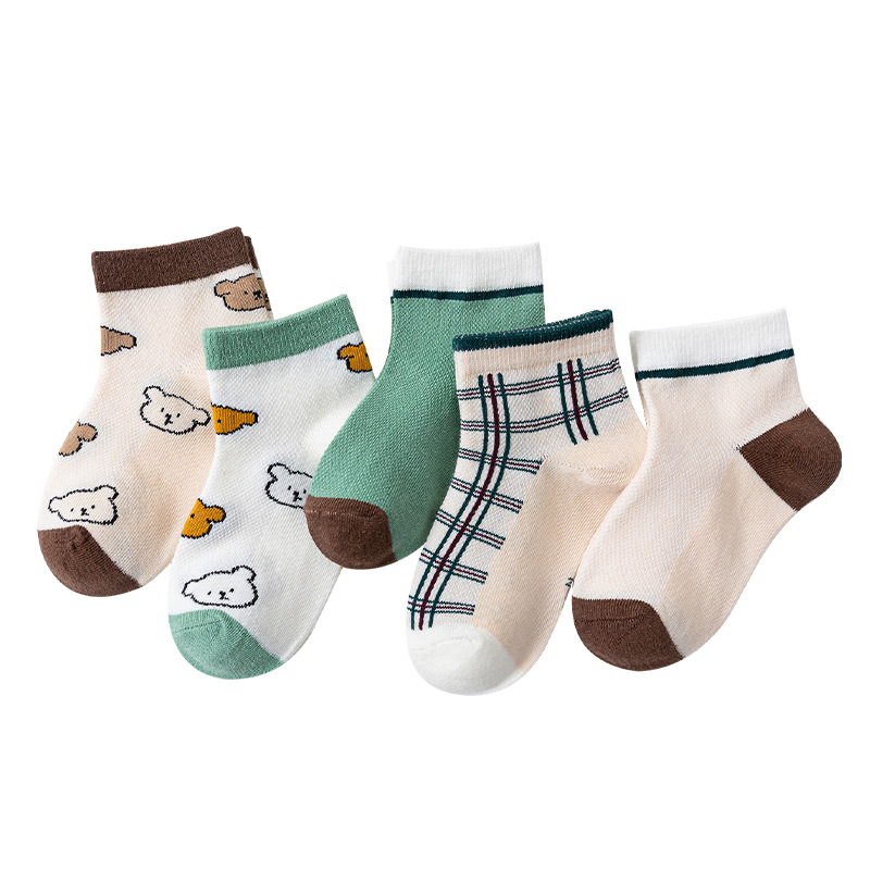 Benuo Children's Socks Spring and Summer Thin Cotton Mid-Calf Cartoon Trendy Cute Baby Short Mesh Socks Wholesale