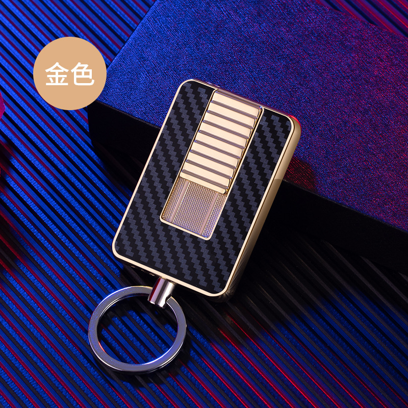 Cross-Border New Arrival Multi-Functional Keychain Windproof Direct Punch Blue Flame Pull-down Electronic Lighter Factory Direct Sales Wholesale