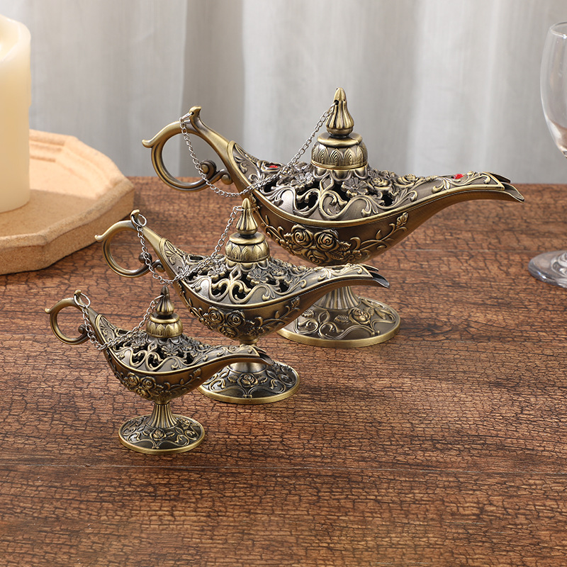 Light Luxury Golden Pattern Lamp of Aladdin Court Dinner Decoration Decoration Magic Lamp Magic Lamp Crafts Decoration