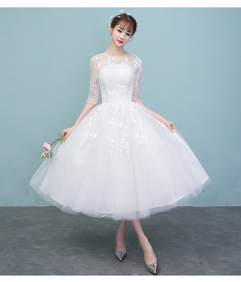 森系轻婚纱礼服2022新款新娘一字肩短款简约法式白裙小个影楼厂家