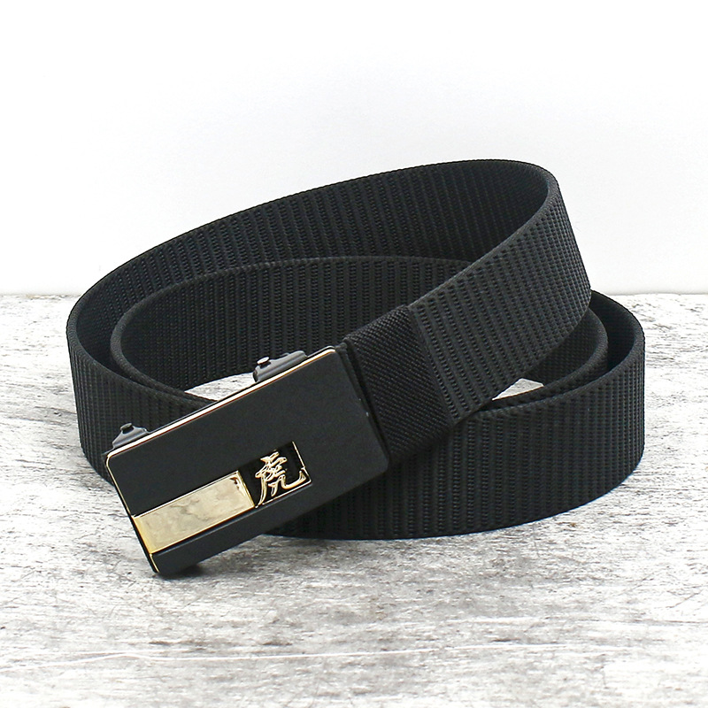 zodiac sign nylon canvas belt men's automatic buckle belt red pants belt lengthened