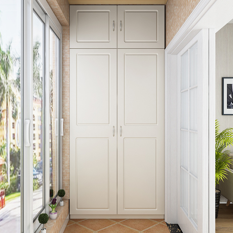 批发阳台储物收纳杂物柜2门3门大衣柜简约欧式带门衣橱定 做