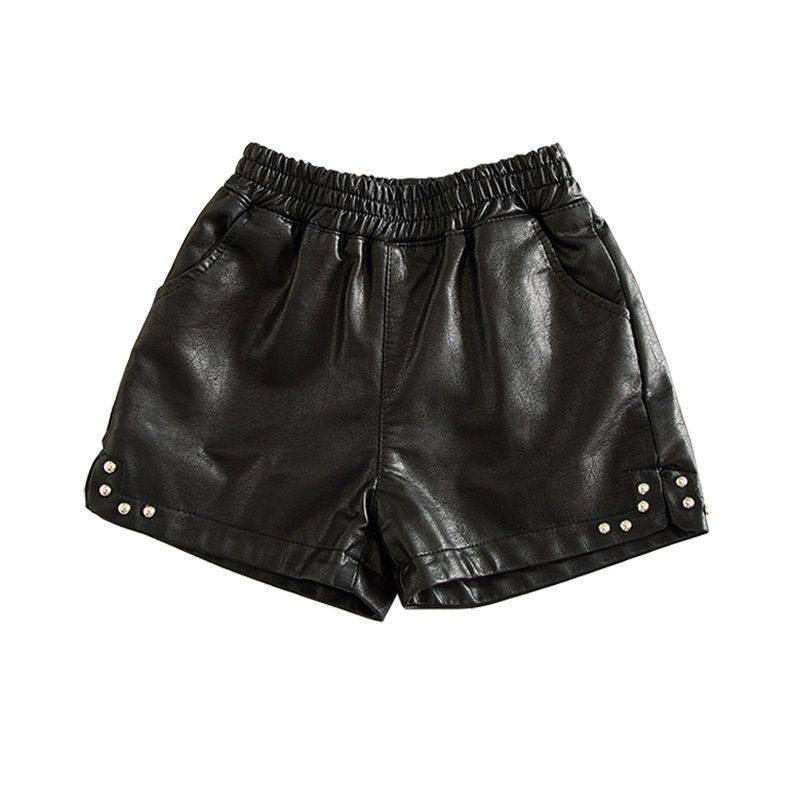 包邮新款春秋洋气女童皮短裤外穿百搭宝宝裤子pu皮儿童裤子中大童
