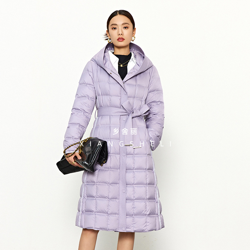 Winter New Women's Clothing Comfortable Compartment Direct Charging down Jacket Commuter Mid-Length down Jacket Non-Disassemble Hooded Jacket