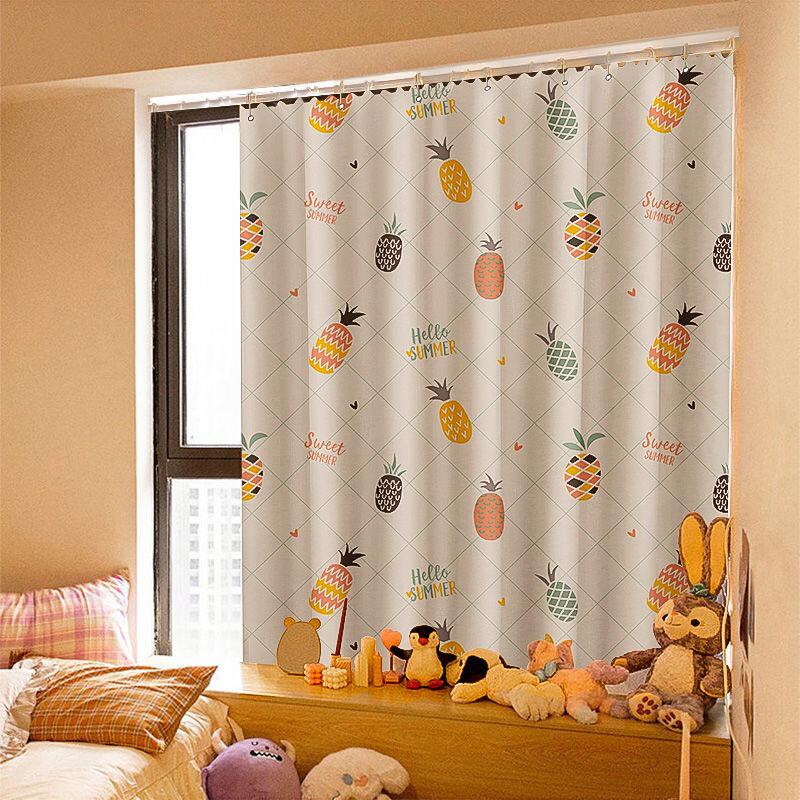 窗帘免打孔安装全遮光布2020年新款卧室小窗户2021少女一整套带杆