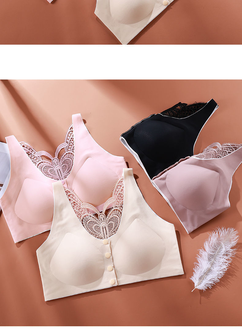 哺乳期蝴蝶美背女士内衣前开扣聚拢防下垂美感舒适不走光孕妇文胸